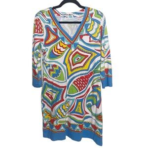 Barbara Gerwit Dress Womens Size Large Tropical Fish Beachy Resortwear Coastal